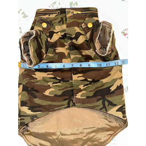 NWOT WARM LINED CAMO DRAGON EMBROIDERY DOG COAT 100% COTTON - Picture 6 of 7